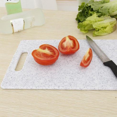 2 Pcs Small Mini Plastic Cutting Board Set, Granite Color, Dishwasher Safe for Food Prep, 6" x 10" (White)