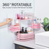 KINGRACK 3 Tier Bathroom Organizer Countertop, Multi-Purpose Makeup Organizer, Rotating Desktop Skincare Tray, Pink