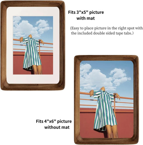 4x6 3x5 4 6 FLECHAZO Picture Frame Wood with Mat, Natural Solid Walnut Wooden by Photo Frames for Tabletop or Wall