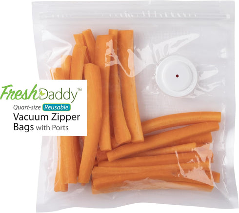 Presto 09513 Quart-Size Vacuum Zipper Bags with Ports, FreshDaddy