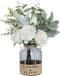 YXZZWL Artificial Flowers with Vase, Faux Silk Roses and Eucalyptus Centerpiece for Home Decor (White)