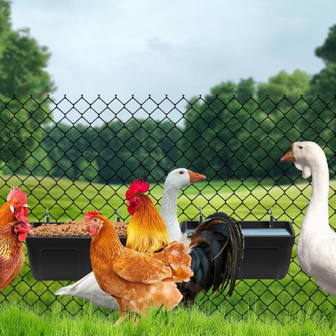 CENCODE 5 3pack Hanging Chicken Feeder Trough and Goat Feeder, Sheep Deer Poultry Dogs Deers Gooses Duck Fence, Quart
