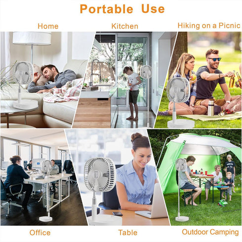 Magesh 7200Mah 4 Portable Pedestal Fan - Foldaway Standing Fan Foldable Desk Fan, Use Rechargeable Battery, Remote