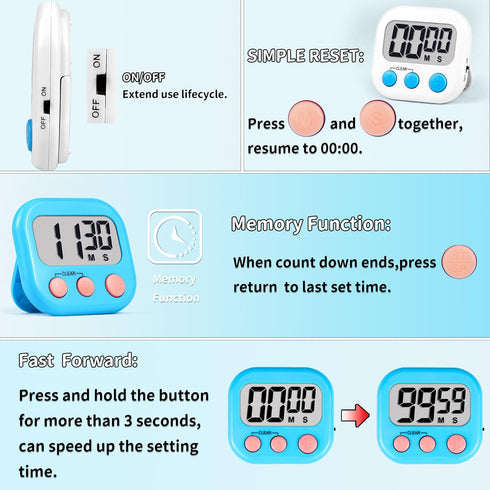 Timer for Kids Teachers Supplies, Digital Kitchen Timers for Cooking, Large Magnetic Classroom Timer 2 Pack