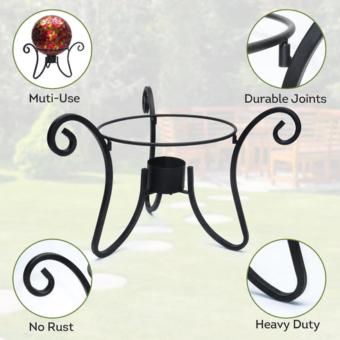 10 12 inch Lily's Home Metal Gazing Ball Stand - Durable Rust-Resistant Display Stand for to Balls - Indoor/Outdoor