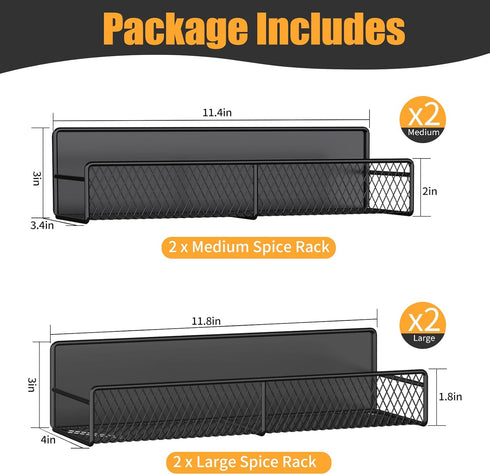 4 Pack 100% DTUQYX Magnetic Spice Rack for Refrigerator, Metal Strong Magnet Fridge Shelves, Space Saving Spice