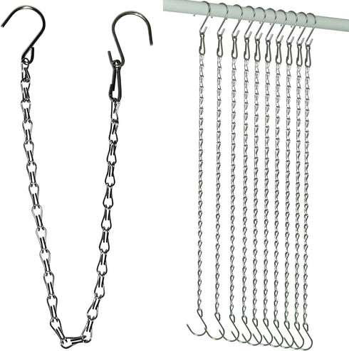 HEDGBOBO 10 Pack SIL Storagehook Silver Hanging Chains with Hooks, Grow Lights Chain