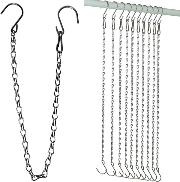 HEDGBOBO 10 Pack SIL Storagehook Silver Hanging Chains with Hooks, Grow Lights Chain