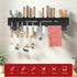 Kitchen Wall Mount Utensil Rack Organizer for Spoons, Knives, Forks, Chopsticks, Cookware Cutlery Holder, Silver
