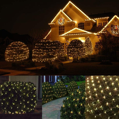 Bushes,100LED 5ftx5ft LED Christmas Net Lights Outdoor Christmas Decorations for Connectable Green Wire Net Christmas