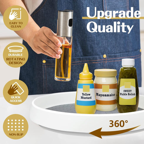 Non Skid Lazy Susan Turntable, Single Round Rotating Kitchen Spice Organizer for Cabinets, Pantry, Bathroom,