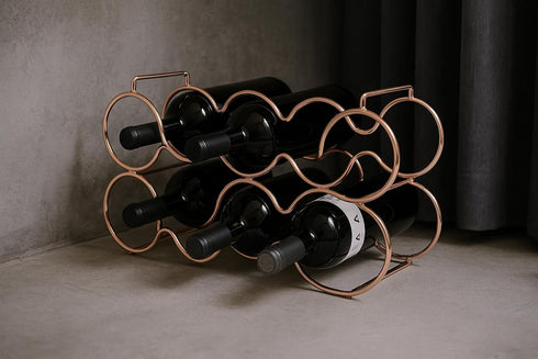 Dependable Industries Essentials Rose Gold Stackable Table Top Wine Rack, Holds 7 Bottles, Perfect for Home Decor