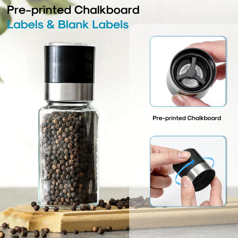 AOZITA 14 Pcs Glass Spice Jars with Black Lids, 4oz Square Bottles, Airtight Metal Caps, Silicone Funnel