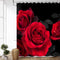 LIVILAN Red Shower Curtain for Bathroom, Black and Red Rose Shower Curtain with Hooks, 72" W x 84" H