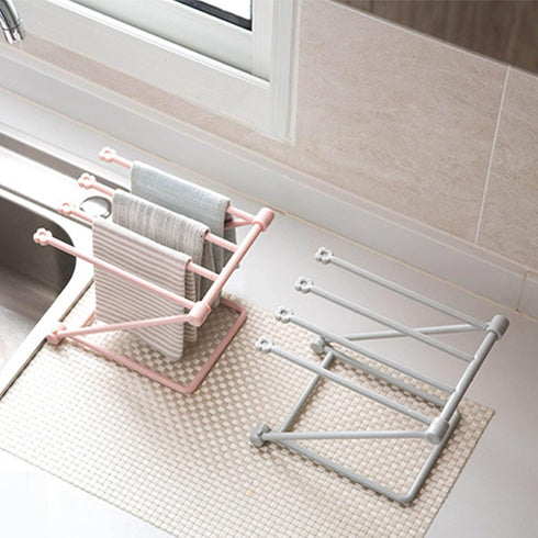 Countertop Dishcloth Drying Rack, 4 Arms Lightweight Space Saving Compact Dish Rag Cloth Holder Foldable for Kitchen (Light Grey) by Focket