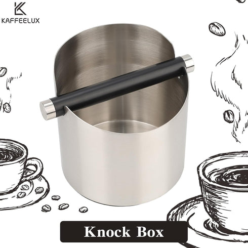 Italian Espresso Tapping Box, Stainless Steel Coffee Grinding Box with Detachable Tapping Rod