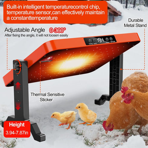LQTTEK Heater,200 24 Chicken Brooder Watts Smart Chicken Coop Heater with Overheating Protection,Poultry Brooder