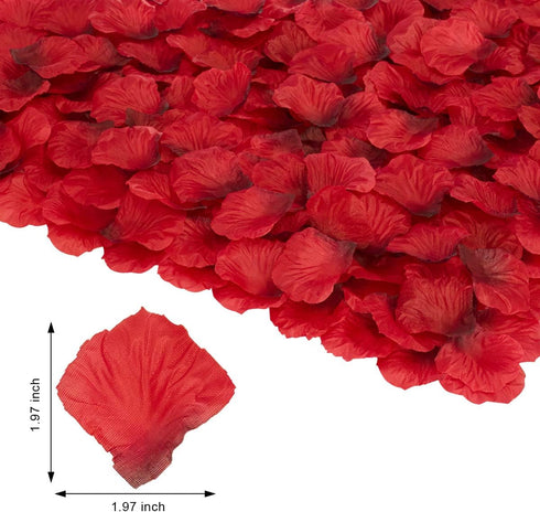 3000 PCS Dark Red Artificial Silk Rose Petals - Romantic Night, Wedding, Party Decorations