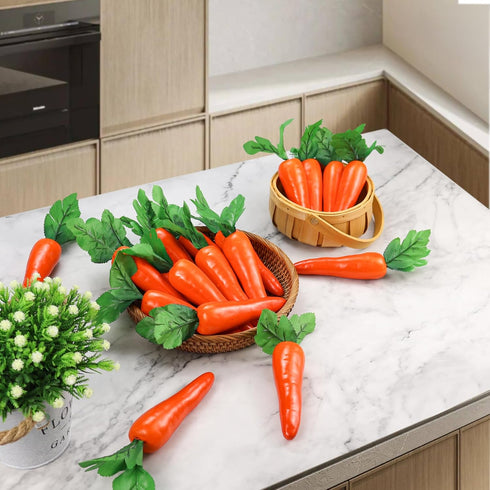 Lorigun 5 Pcs Simulation Carrots, Artificial Vegetables for Home and Kitchen Decorations