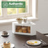 kiplant Countertop Corner Bread Box for Kitchen - Bamboo Wood, Wavy Acrylic Door, Bread Storage Container, Large Bread