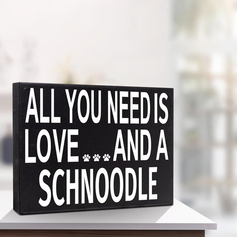 JennyGems All You Need Is Love and a Schnoodle Wooden Sign, Schnoodle Gifts, Wall Hanging, Made in USA