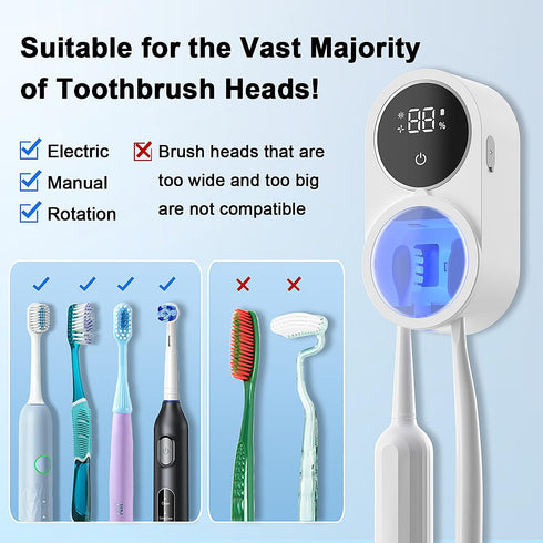 Toothbrush Holder and Cleaner Razor Holder/Dryer Light Cleaning and Air Drying Automatic Ratating Cover Rechargeable