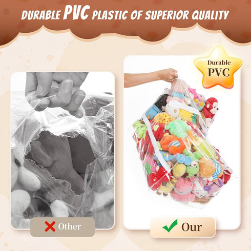 18-inch 3 Clear Bean Bag Chair for Stuffed Animals Storage Hidden Zippers Toy Organizer,Durable PVC Waterproof Material