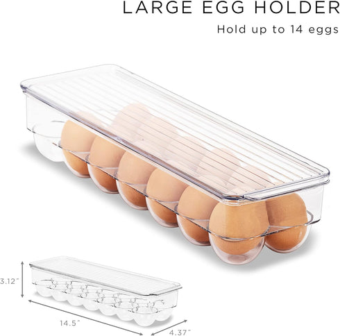 Sorbus Fridge Bins and Freezer Bins, Stackable Food Storage Containers, BPA-Free Organizers, Pack of 6