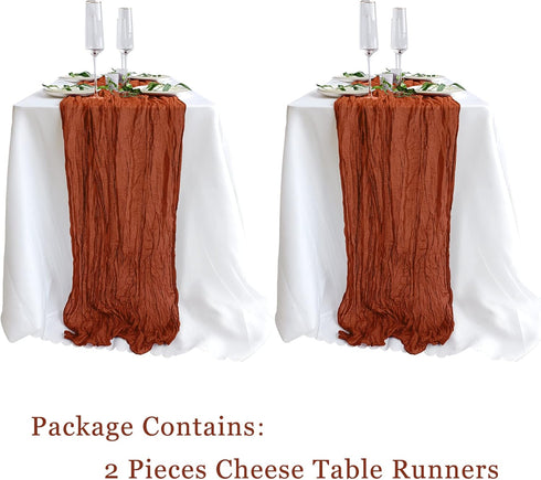 2 Pack Terracotta Cheesecloth Table Runners - 10Ft Rustic Gauze Decor for Bridal Baby Shower Birthday Party