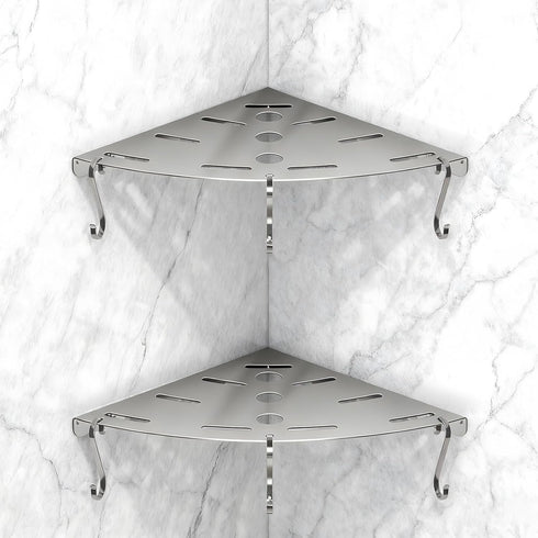 Generic 2 Pack 304 6 40 lbs Corner Shower Shelves, Stainless Steel Corner Shelf Bathroom with Hooks Heavy Duty, Durable