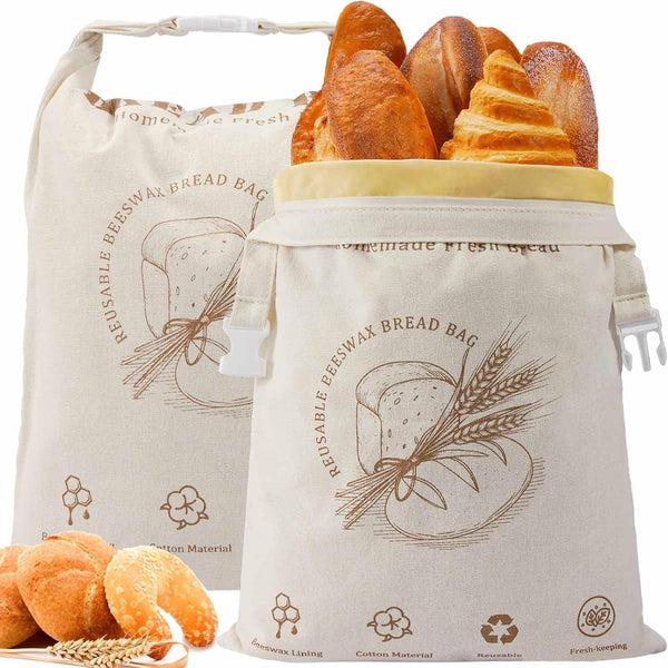 STOROGI Beeswax Bread Bag, 2 Pack Sourdough Bread Bags for Homemade Bread, 17x13