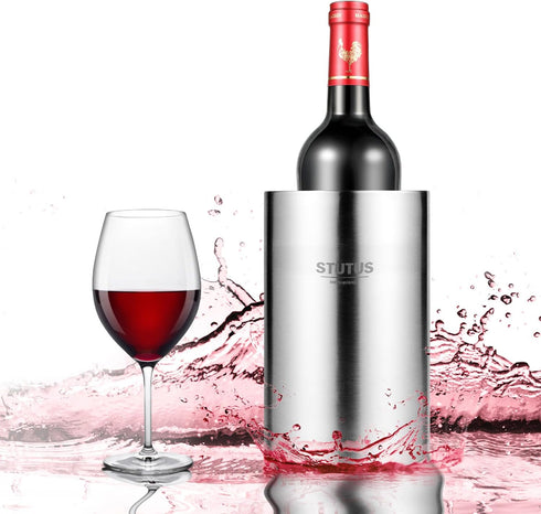 STUTUS Stainless Steel Double Wall Wine Chiller Bucket, Insulated Champagne Beer Ice Bucket