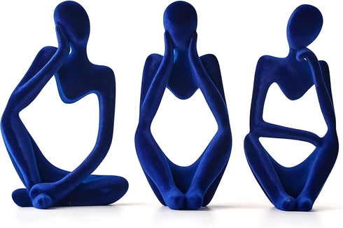 XINXUAN Thinker Statue Home Decor-Bookshelf & Living Room&Mantel-Collectible Figurines - 3 PCS Set