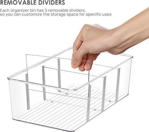 Vtopmart 6 Pack Clear Food Storage Organizer Bins, Plastic Bins for Pantry, Kitchen, Fridge, Cabinet Storage