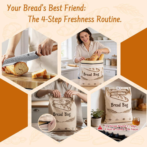 Lemoobolsa 2-Pack 16.5 13 inch Reusable Beeswax Bread Bags for Sourdough & HomemadeBread with Zipper, x bread bags