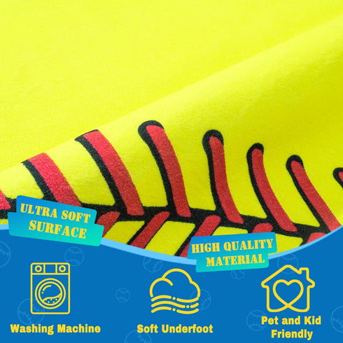 5X7 Soft Area Rugs for Bedroom, Softball Gifts for Softballs Lovers, Kids Toddlers Sport Softball Rug, Indoor Floor