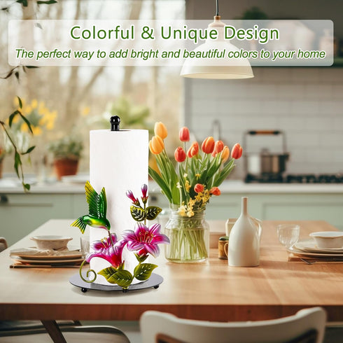 Hummingbird Countertop Hummingbird 3D Flower & Decor Paper Towel Roll Holder - Farmhouse Kitchen Decor and Accessories