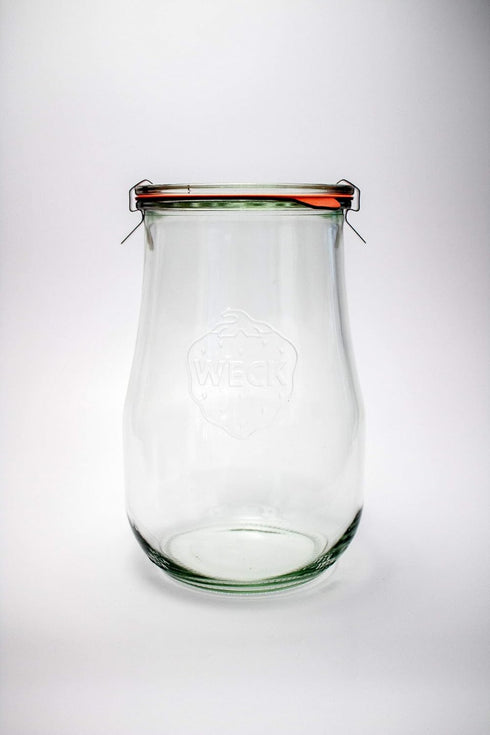Weck Tulip Jars 1.5 Liter - Large Glass Jars for Sourdough Starter with Glass Lid, Wide Mouth for Canning Storage