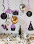40th Birthday Decorations for Women, Purple Black Silver Foil Hanging Swirls for 40th Birthday Party
