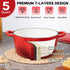 5QT Onader Enameled Cast Iron Dutch Oven, Round Dutch Oven Pot with Lid for Sourdough Bread Baking - Red