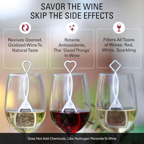 PureWine Red Wand Filters for Histamines and Sulfites, May Reduce Wine Allergies & Sensitivities, Includes Glass Charm