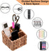 Wicker Remote Control Holder, Hand Woven Desk Organizer with 3 Compartments for Desktop Storage