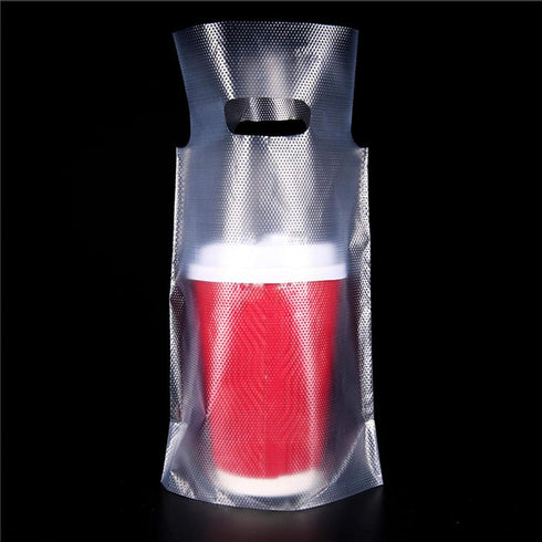 FERENLI 100Pieces Single Drink Cup Holder Plastic Bags for Milk Juice Water Coffee