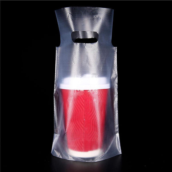 FERENLI 100Pieces Single Drink Cup Holder Plastic Bags for Milk Juice Water Coffee