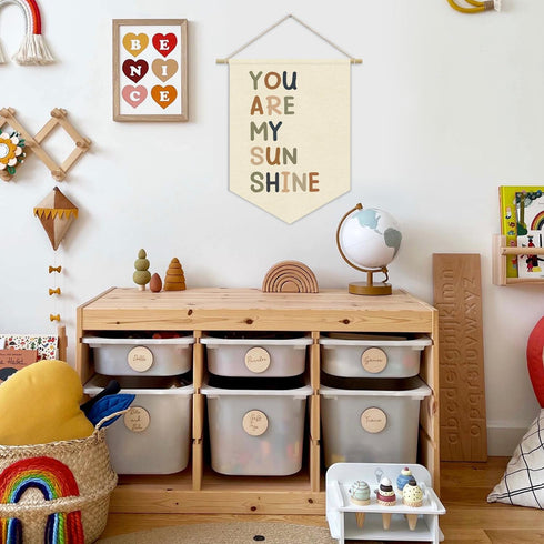 XYDEG 15x11in Nursery Decor,You Are My Sunshine Positive Affirmation Kids Wall Art Canvas Banner Wall Hanging Pennant