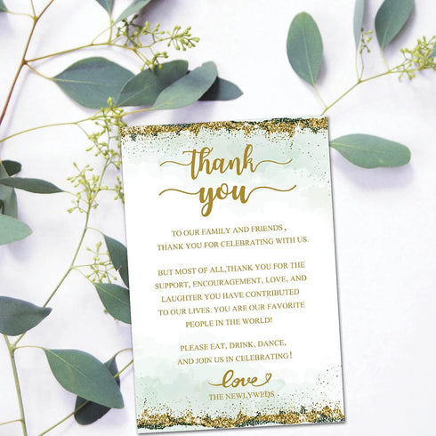 TENTADO 50 Wedding Thank You Place Cards, Thank You Table Sign for Wedding Reception, 4X6 inch