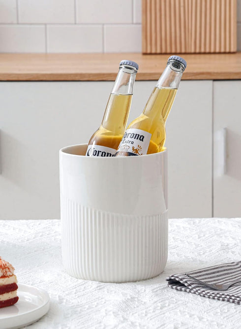Ceramic Kitchen Utensil Holder, 7" Large Stable Crock, Cooking Organizer for Kitchen Counter, Dishwasher Safe, White