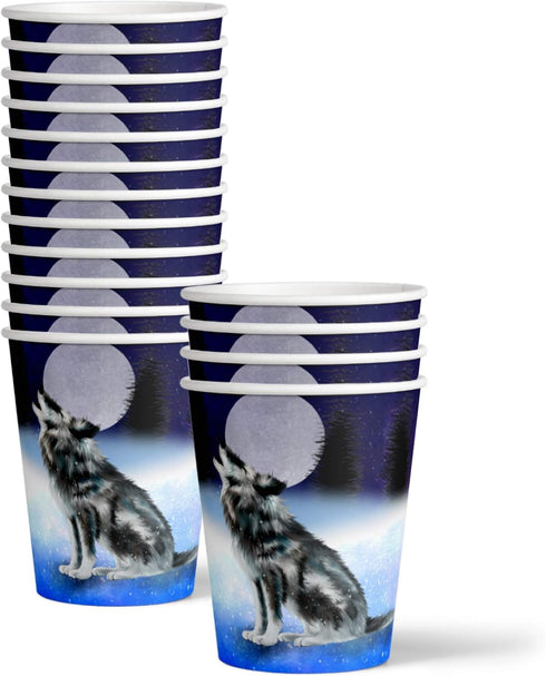Wolf Birthday Party Supplies Set, Plates Napkins Cups Tableware Kit for 16
