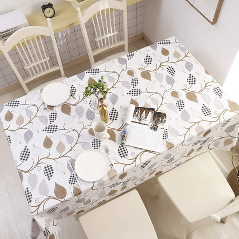 Heavy Duty Vinyl Tablecloth with Flannel Backing, Waterproof Oil-Proof Plastic Table Cover for Indoor/Outdoor (Leaves,