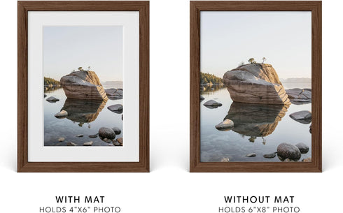 6x8 4x6 8x6 (6x8 HAUS AND HUES Picture Frame with Real Glass and Walnut Oak Matted to - Oak Picture Frame - Includes